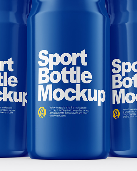 Three Glossy Sport Bottles Mockup