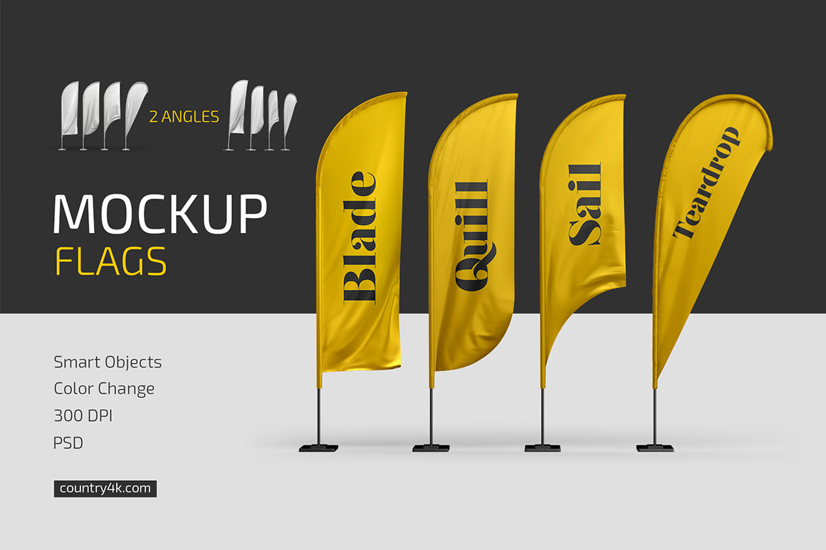 Feather Flags Mockup Set Feather Flags Mockup Set