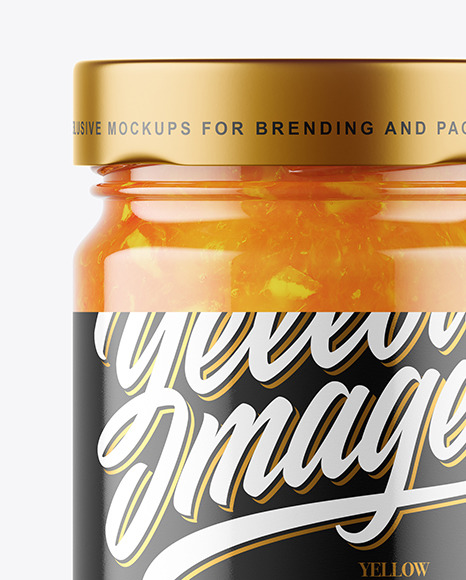 Clear Glass Jar with Orange Jam Mockup