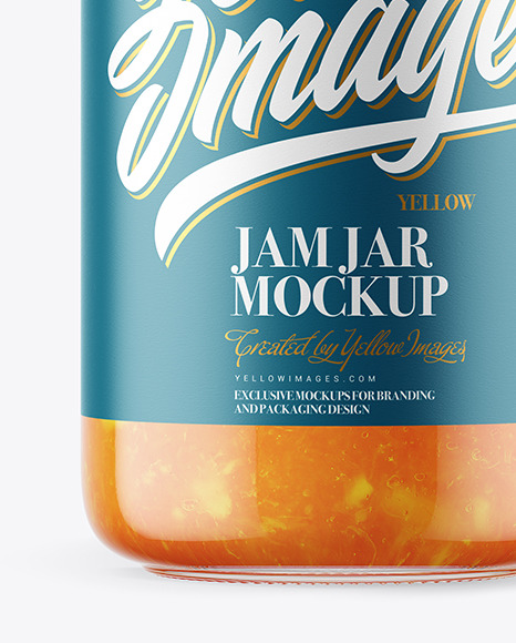 Clear Glass Jar with Orange Jam Mockup