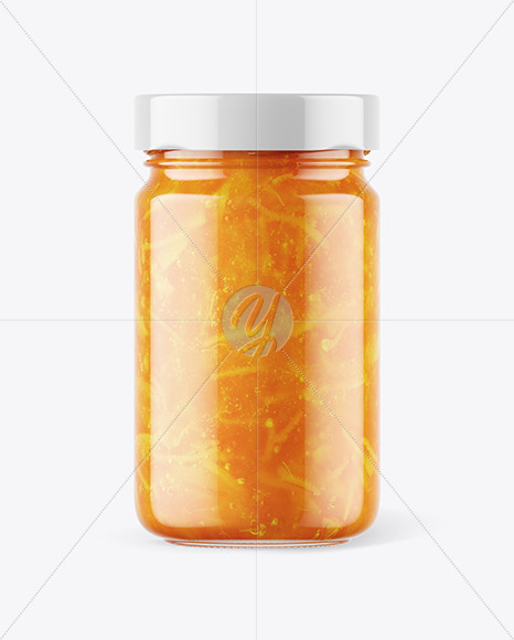 Clear Glass Jar with Orange Jam Mockup Clear Glass Jar with Orange Jam Mockup