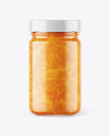 Clear Glass Jar with Orange Jam Mockup Clear Glass Jar with Orange Jam Mockup