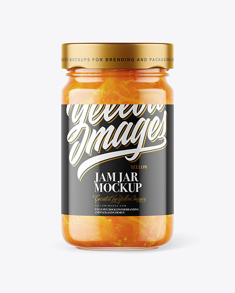 Clear Glass Jar with Orange Jam Mockup Clear Glass Jar with Orange Jam Mockup