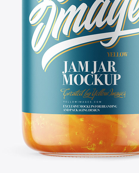 Clear Glass Jar with Orange Jam Mockup