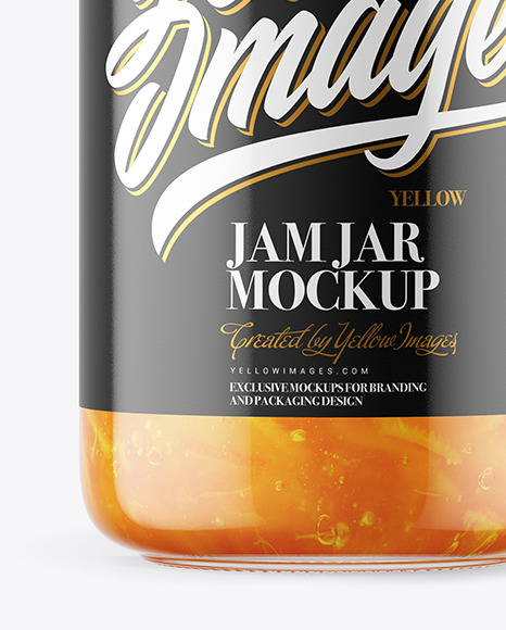 Clear Glass Jar with Orange Jam Mockup