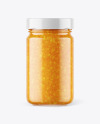 Clear Glass Jar with Orange Jam Mockup