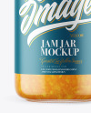 Clear Glass Jar with Orange Jam Mockup