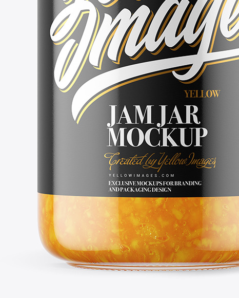 Clear Glass Jar with Orange Jam Mockup