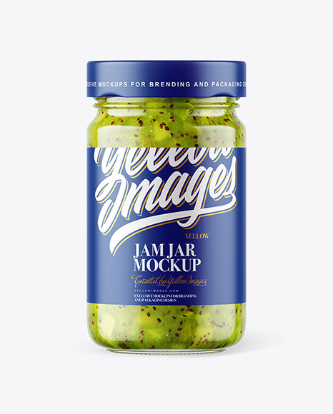 Clear Glass Jar with Kiwi Jam Mockup