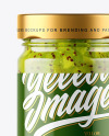 Clear Glass Jar with Kiwi Jam Mockup