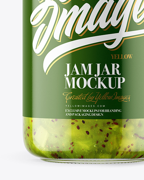 Clear Glass Jar with Kiwi Jam Mockup