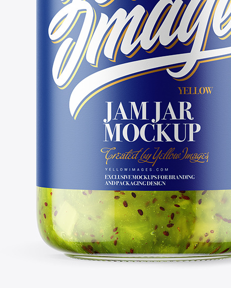 Clear Glass Jar with Kiwi Jam Mockup