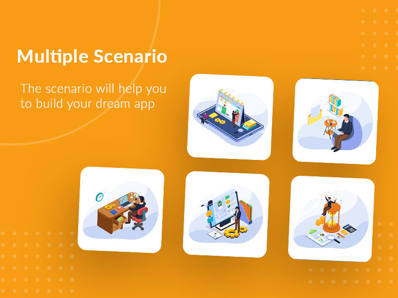 Set of Isometric Time Management Illustration Set of Isometric Time Management Illustration