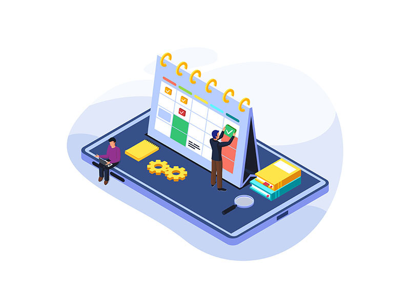 Set of Isometric Time Management Illustration Set of Isometric Time Management Illustration