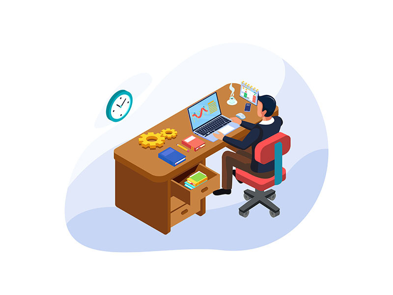 Set of Isometric Time Management Illustration Set of Isometric Time Management Illustration