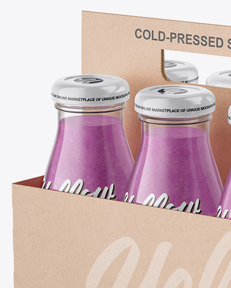 6 Pack Smoothie Bottle Carrier Mockup