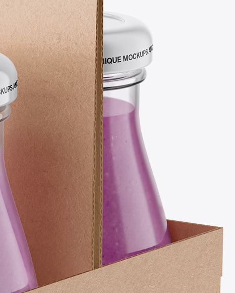 6 Pack Smoothie Bottle Carrier Mockup