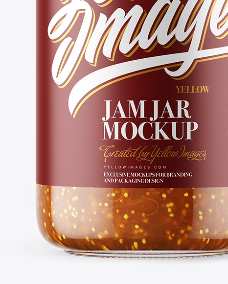 Clear Glass Jar with Fig Jam Mockup