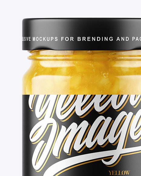 Clear Glass Jar with Pear Jam Mockup