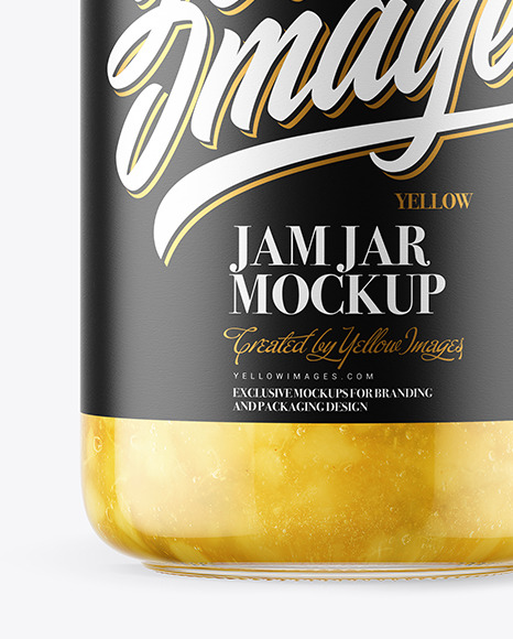 Clear Glass Jar with Pear Jam Mockup