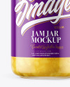 Clear Glass Jar with Pear Jam Mockup