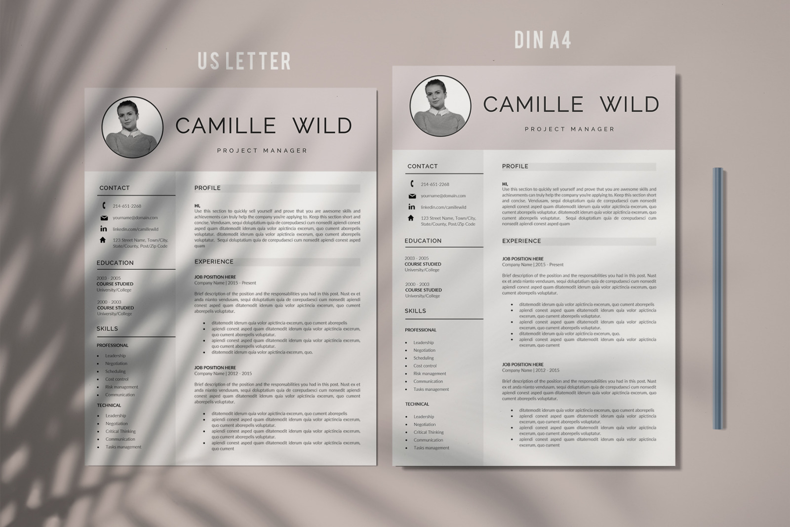 Professional CV Template for Project Manager. Instant Download Cover Letter & Resume with Photo Professional CV Template for Project Manager. Instant Download Cover Letter & Resume with Photo
