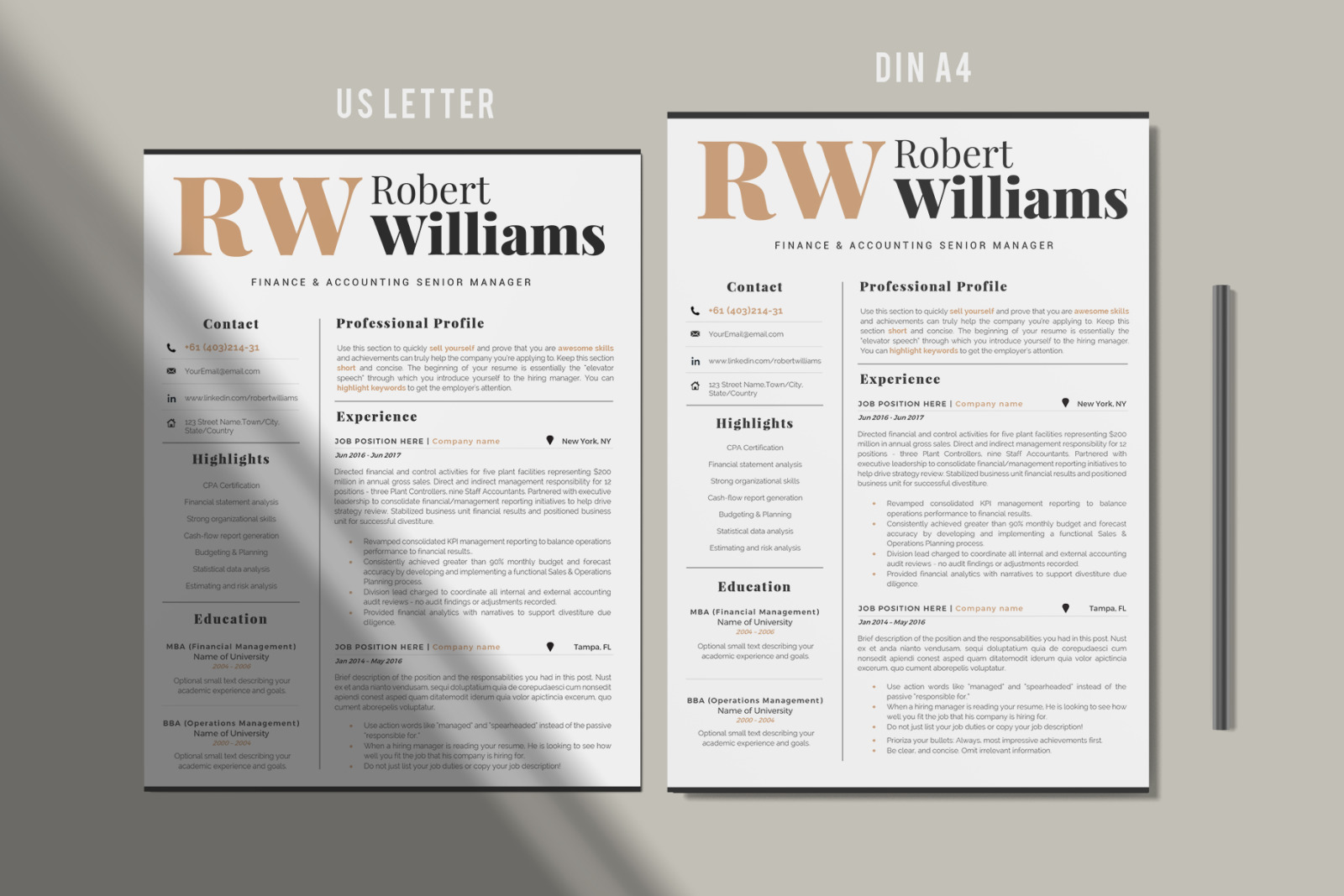 Accountant Sales Resume Template + Cover Letter format and References for MS Word and Mac Pages