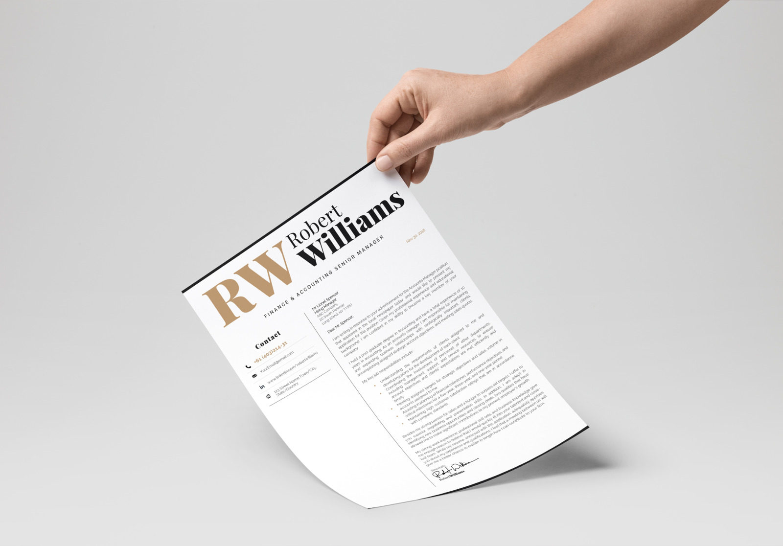 Accountant Sales Resume Template + Cover Letter format and References for MS Word and Mac Pages