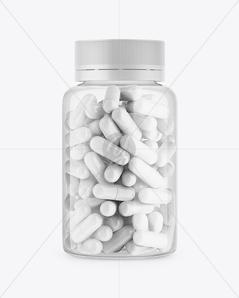 Clear Plastiс Bottle With Pills Mockup