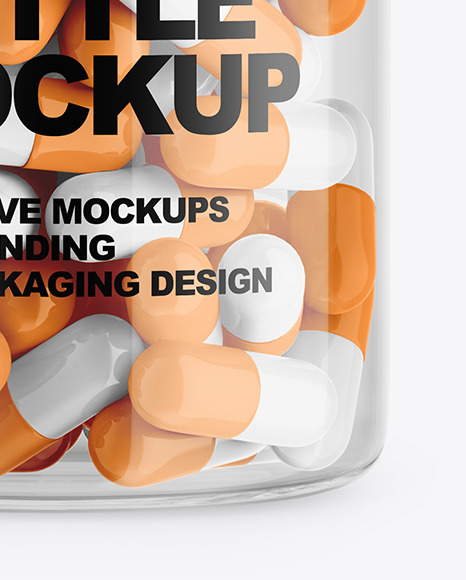 Clear Plastiс Bottle With Pills Mockup