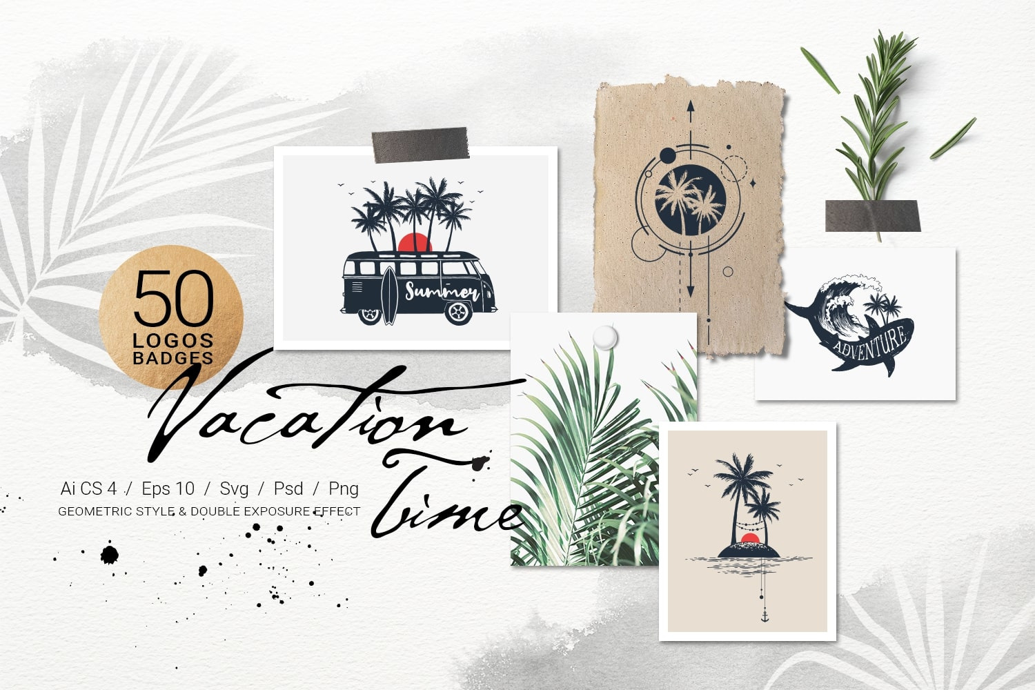 Vacation Time. 50 Logos &amp; Badges