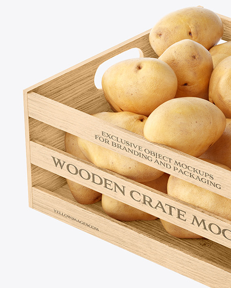 Crate with Potatoes Mockup - Half Side View