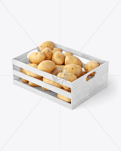 Crate with Potatoes Mockup - Half Side View