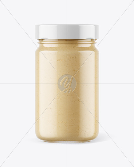 Clear Glass Jar with Powdered Peanut Butter Mockup