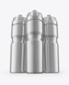 Three Metallic Sport Bottles Mockup