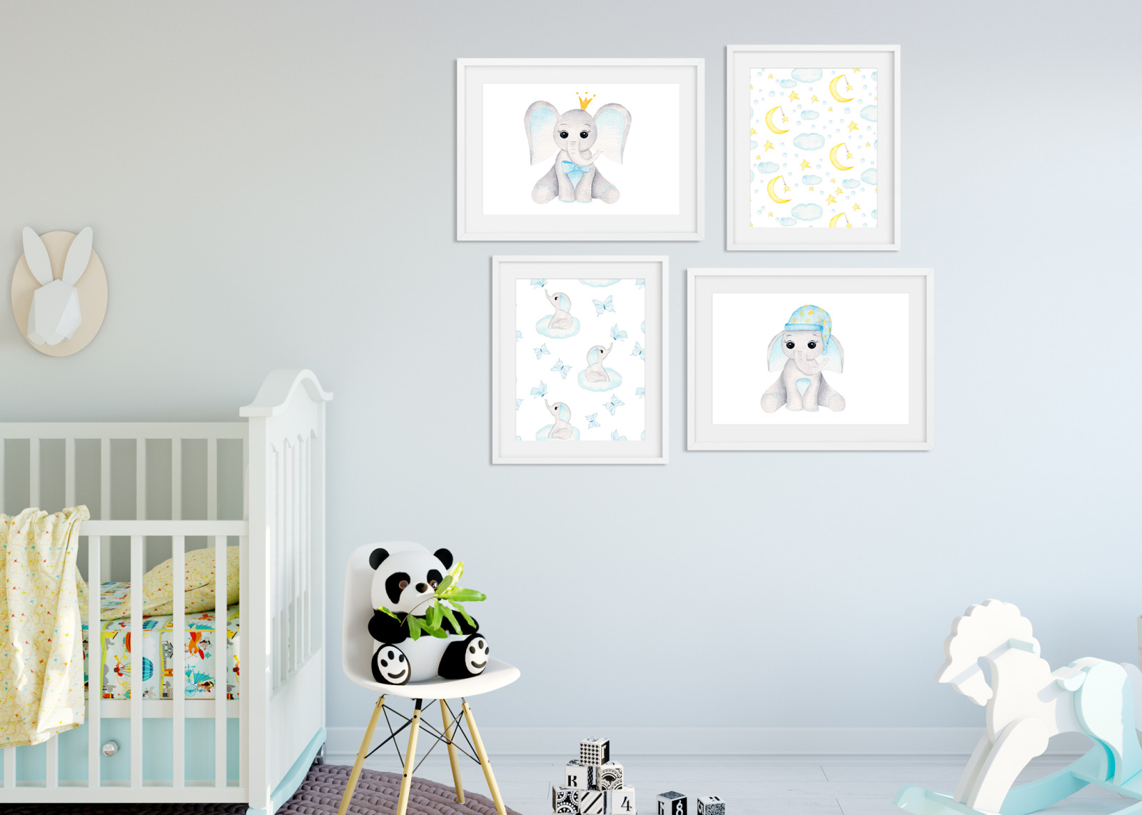 Watercolor Baby Boy Elephants Collection Watercolor Baby Boy Elephants Collection