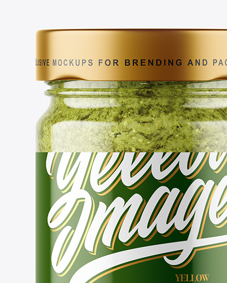 Clear Glass Jar with Pesto Sauce Mockup