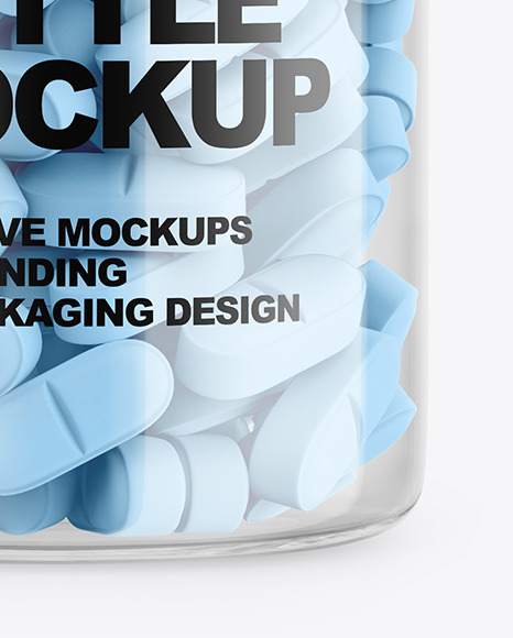 Clear Plastic Bottle With Pills Mockup