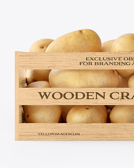 Crate with Potatoes Mockup - Front View