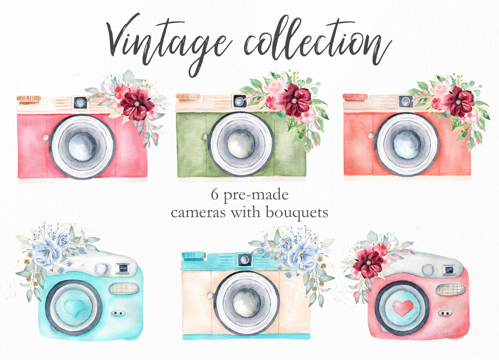 Watercolor Vintage Cameras Collection