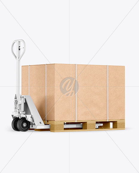 Hand Pallet Truck &amp; Kraft Box Mockup