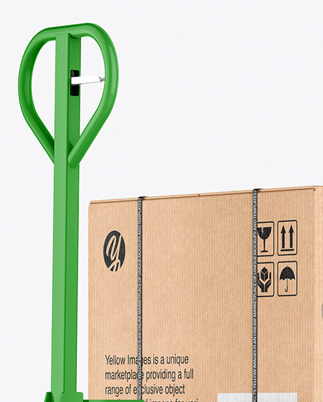 Hand Pallet Truck &amp; Kraft Box Mockup