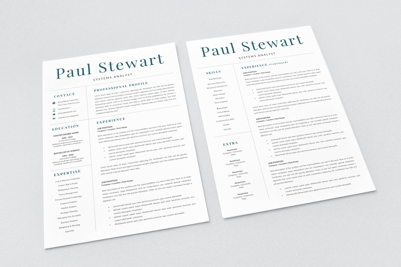 Professional Resume for Word and Pages. Resume + Cover Letter + References + Career tips + icon set