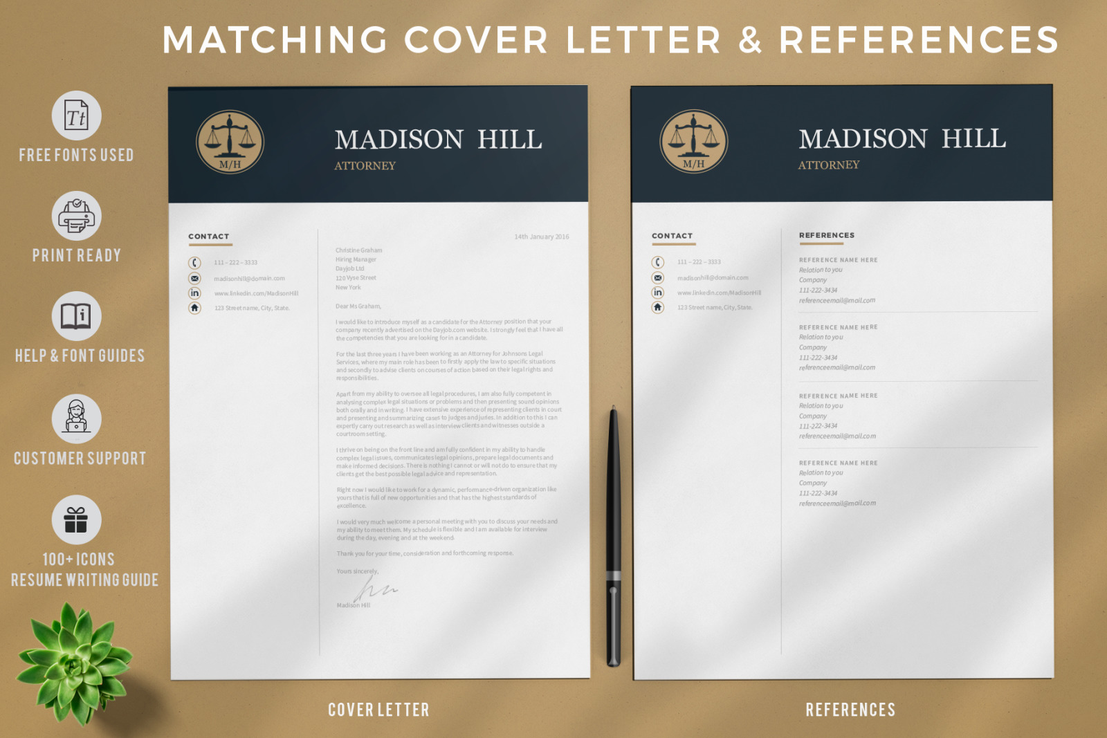 Attorney Resume, CV. Lawyer Resume Template + Legal Cover Letter + References + Tips