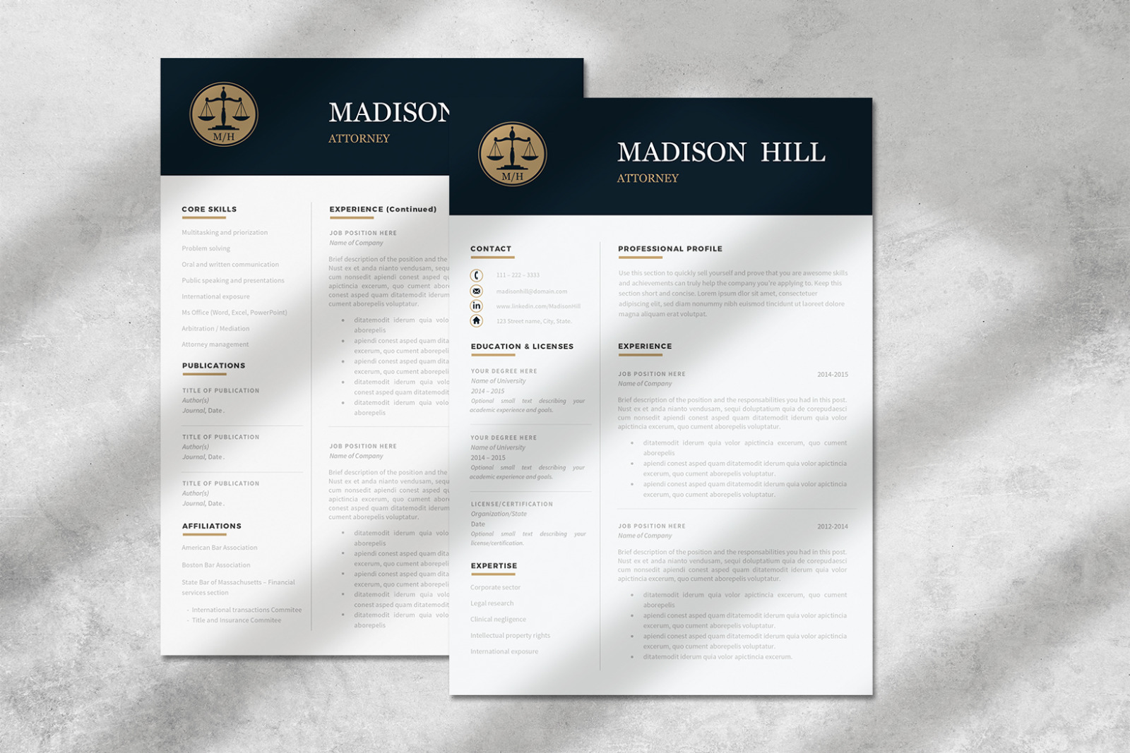 Attorney Resume, CV. Lawyer Resume Template + Legal Cover Letter + References + Tips