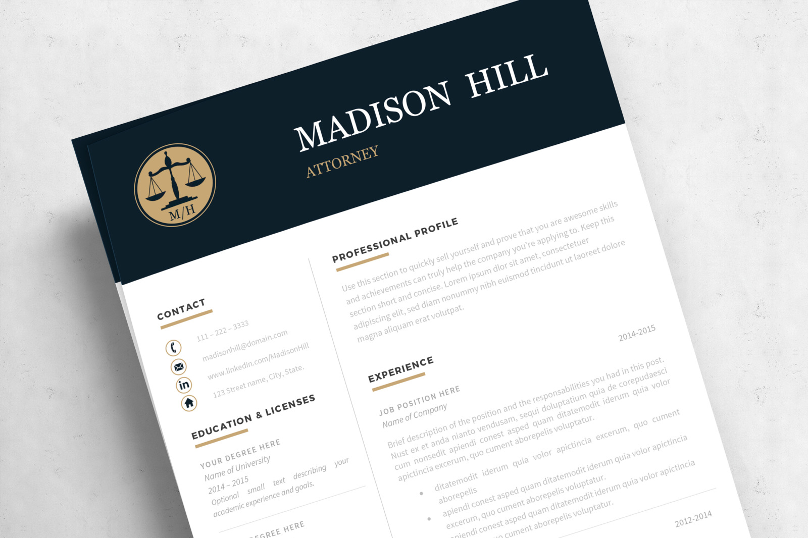 Attorney Resume, CV. Lawyer Resume Template + Legal Cover Letter + References + Tips