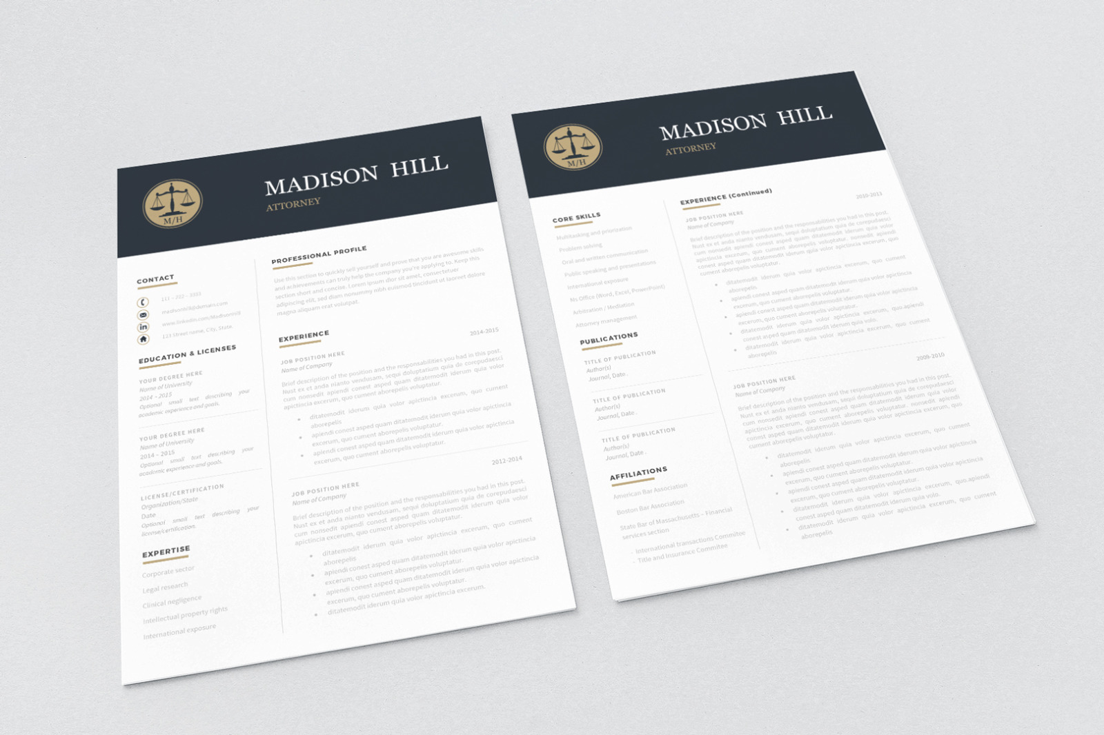 Attorney Resume, CV. Lawyer Resume Template + Legal Cover Letter + References + Tips