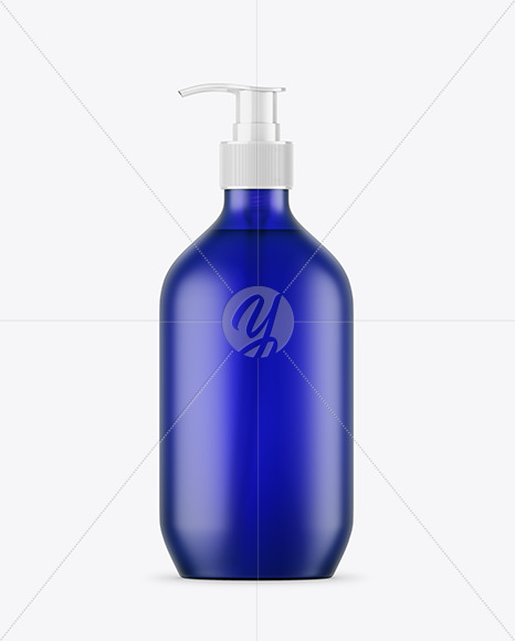 Frost Blue Liquid Soap Bottle with Pump Mockup