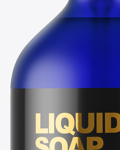 Frost Blue Liquid Soap Bottle with Pump Mockup