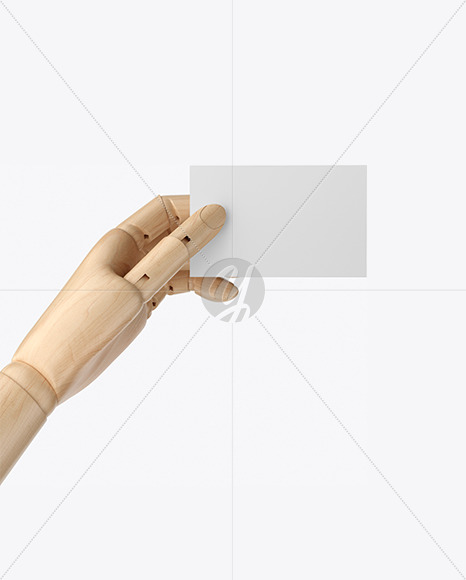 Wooden Hand With Business Card Mockup